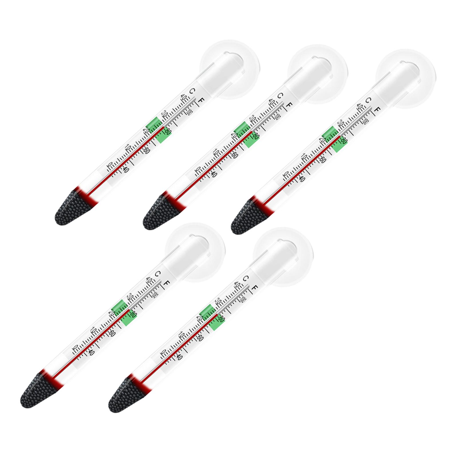 5Pcs Floating Thermometer Double Layered Glass Easy Read for All Water Types Suspended Design Glass Tube with Suction Cup