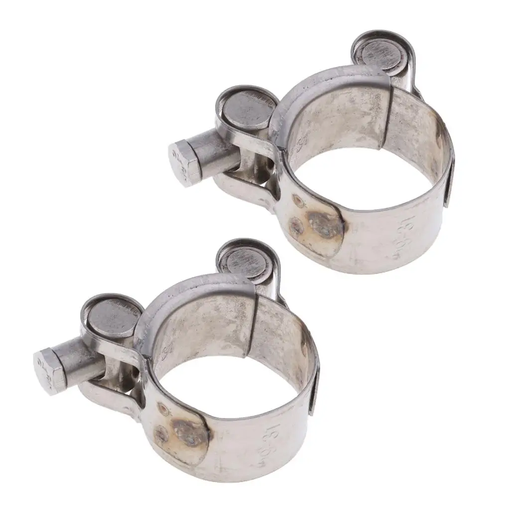 2 Pieces Heavy Duty Exhaust Pipe Clip Stainless Steel for 29-31mm
