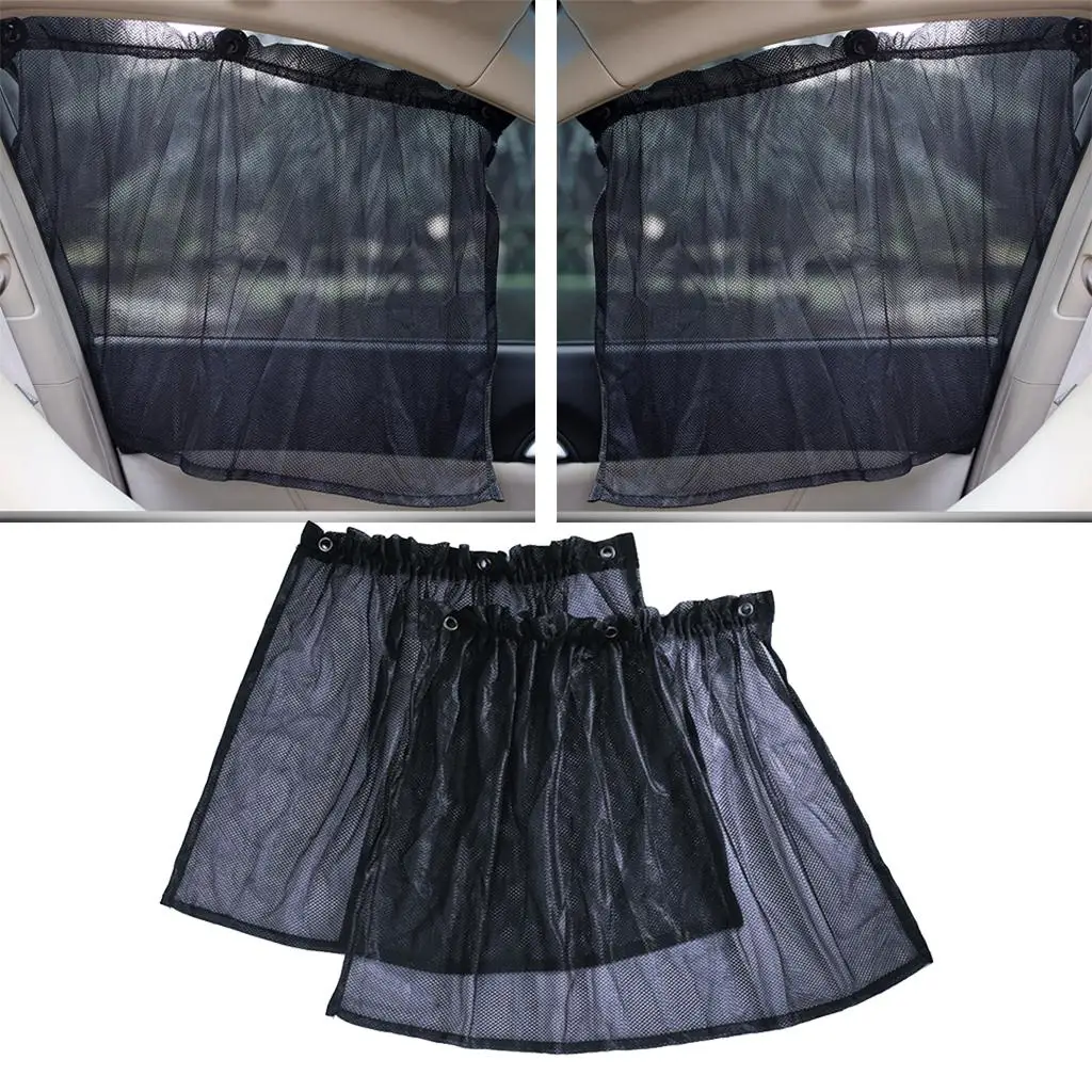 Universal Car Window Curtain Cover Interior Sun Shade Drape Curtain Black