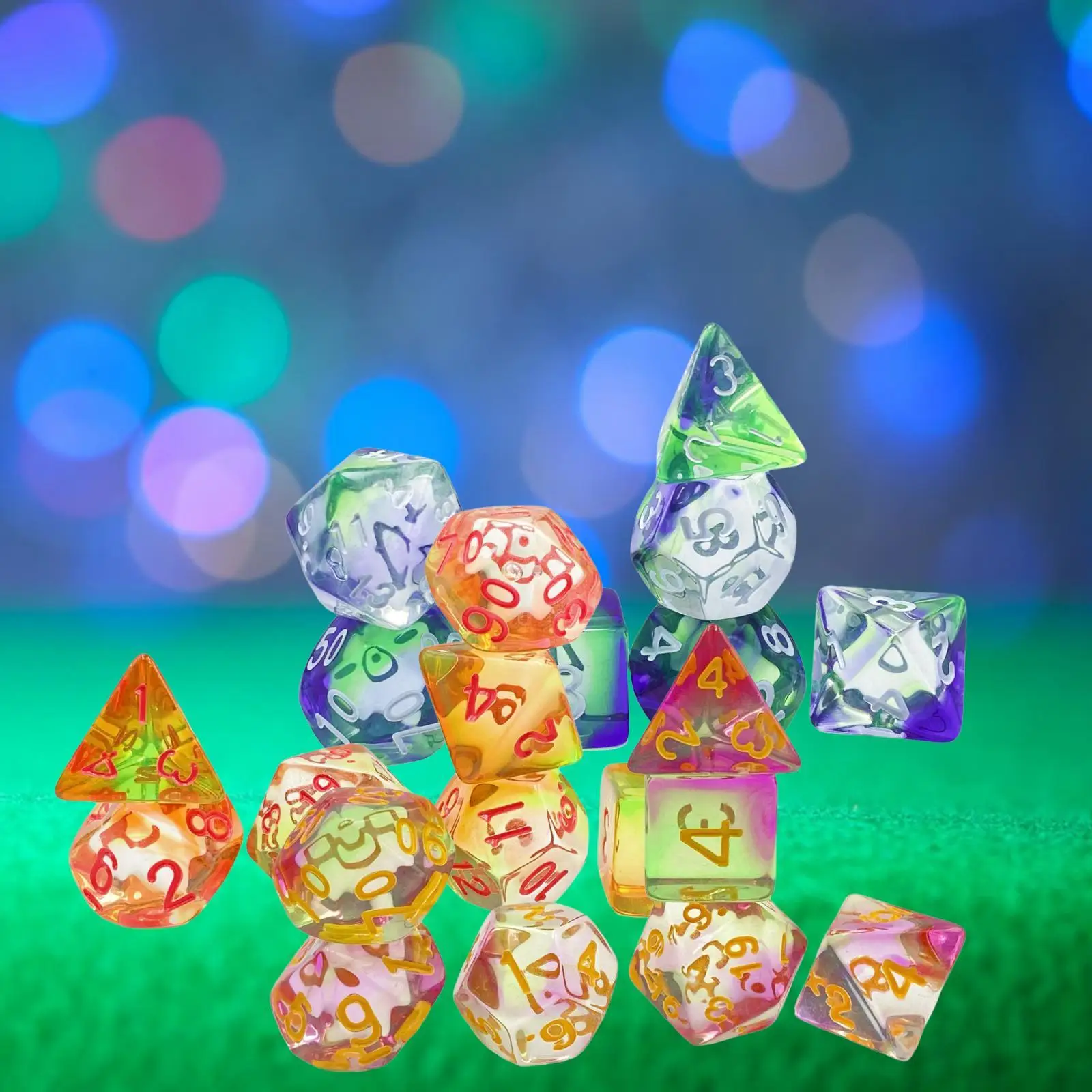 7x Acrylic Dices Playing Dices Party Favors D4-d20 Polyhedral Dices Set for Table Game Role Playing Game Card Games Party Game