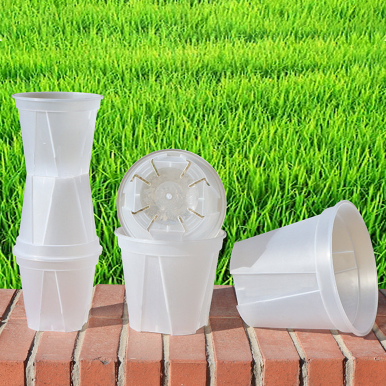Description Picture 3 of itemRoot Control Transparent Flower Pots With Tray Plastic Plant Pots Breathable Nursery Pots For Planting Orchids Garden Supplies