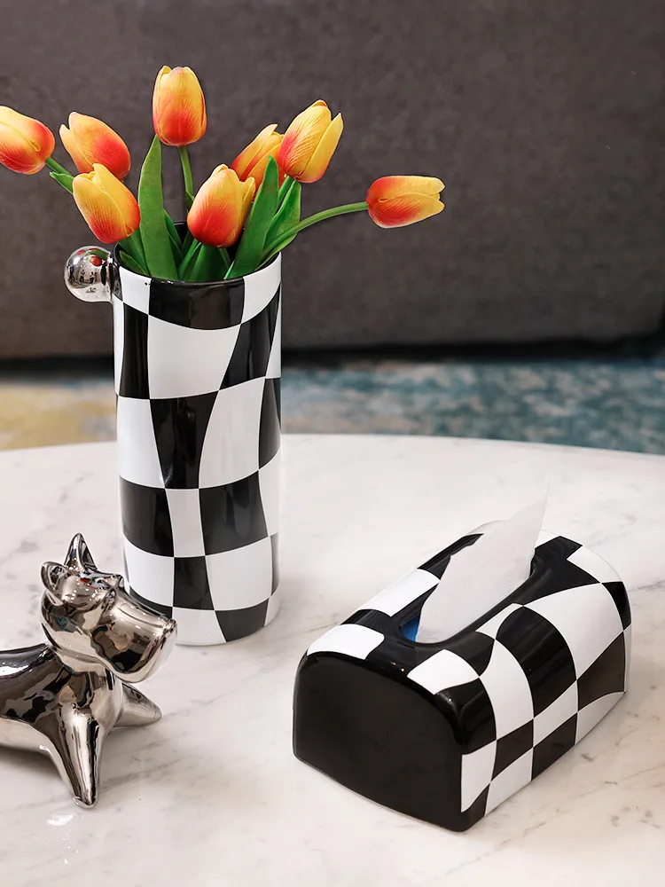 xadrez cerâmica vaso caixa tecido caixa de