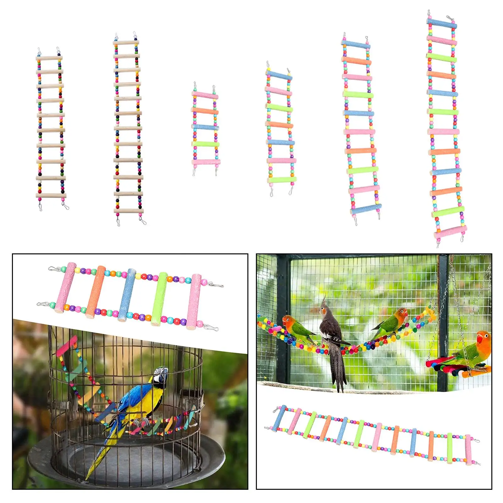 Wooden Ladder Bird Cage Playstand Bird Stand Toy Bird Perch Stand for Canaries Lovebirds Cockatiels Parakeets Small Medium Birds