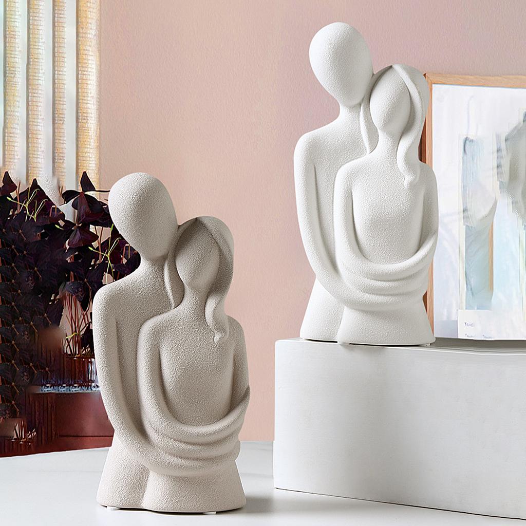 2pcs Ceramic Couple Figurines Anniversary Statues Decorations Sculptures