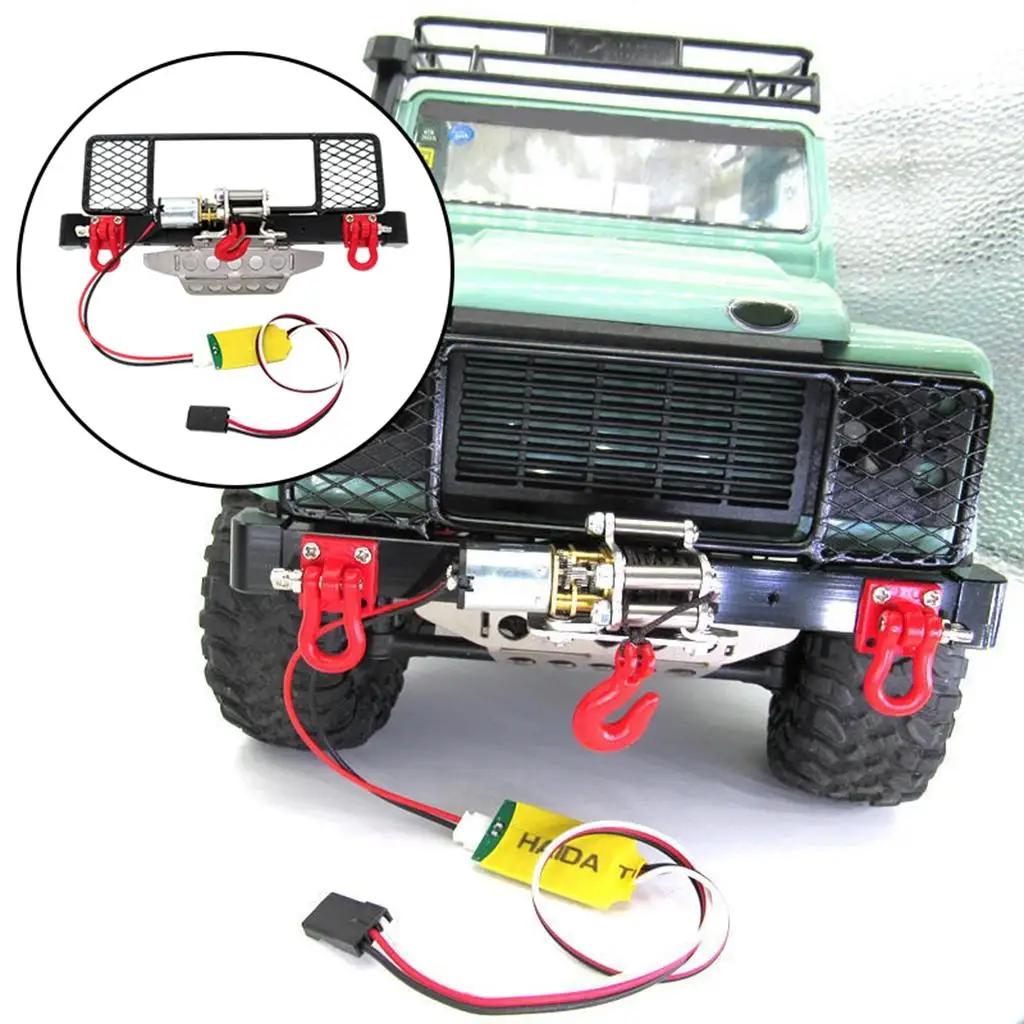 Metal Front Bumper with Winch Trailer Shackle  Plate for MN D91 D99S RC Car Climbing Car Spare Parts Acc