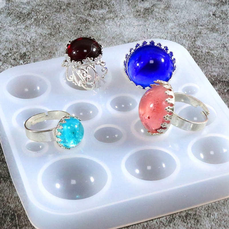 Round Gem Patch Rings Bracelet Silicone Mold Keyring Pendant Handmade Mold DIY Rings Pendant Jewelry for Valentines Gift Craft