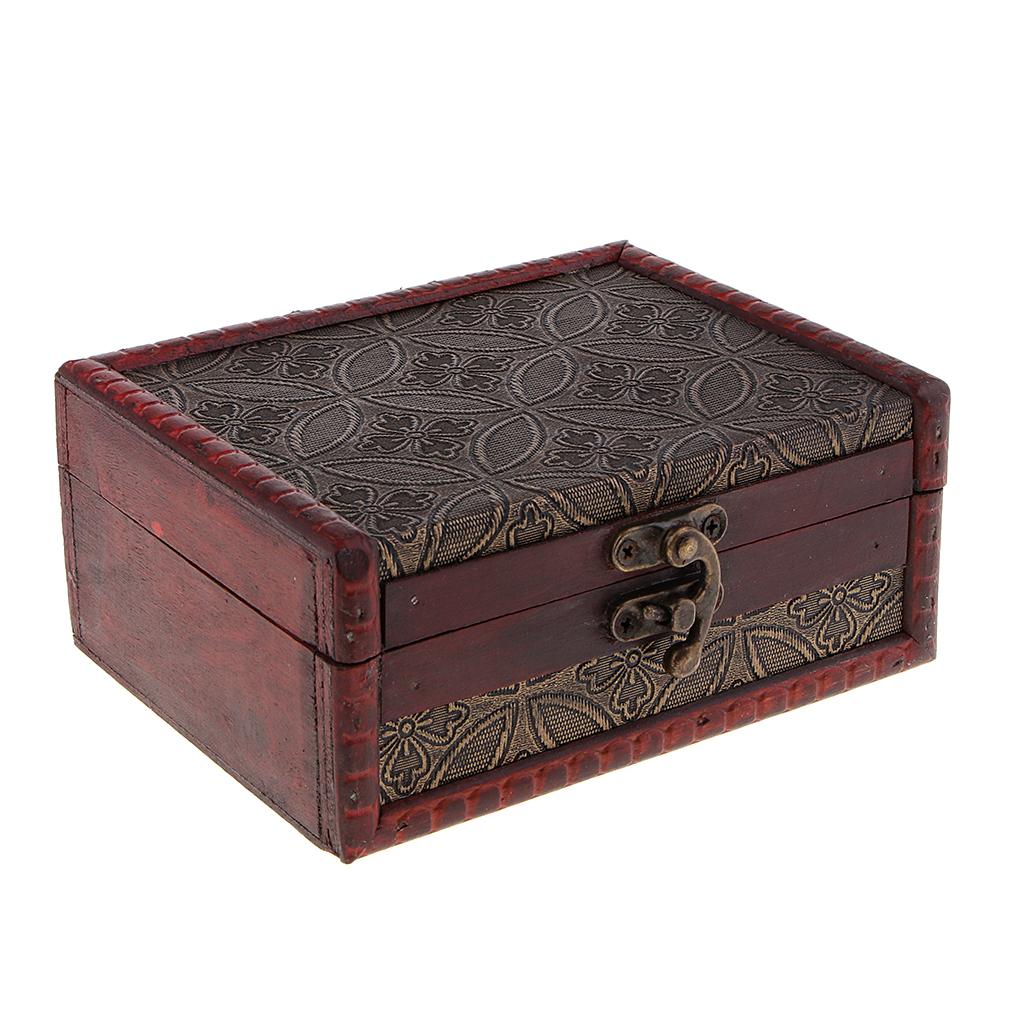 Pequeño baratija de madera Vintage, joyería, escritorio, cosméticos diversos, caja decorativa, organizador de almacenami