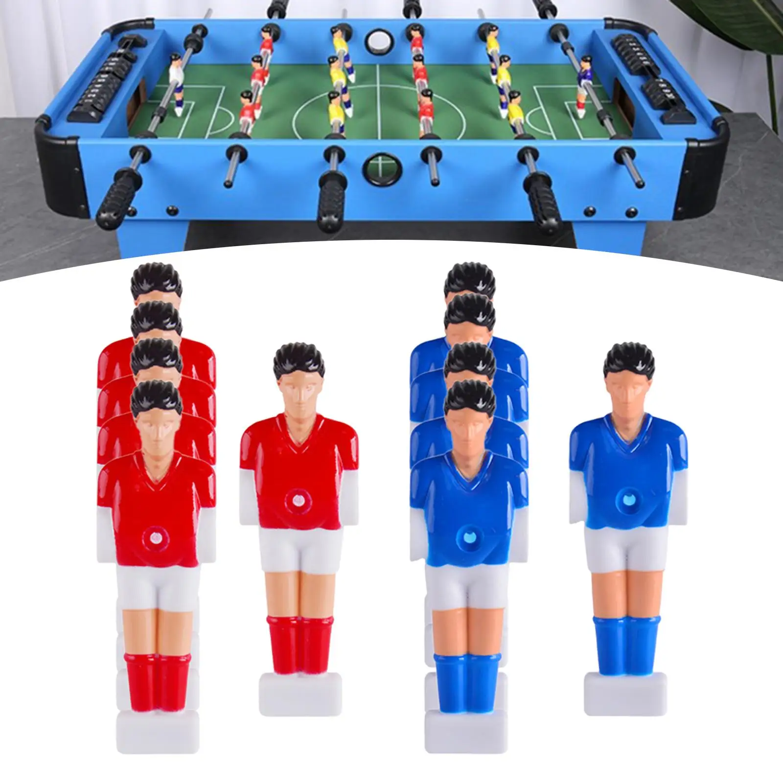 Set of 10 Foosball Player Humanoid 5 +5 Blue Replacement Soccer Games