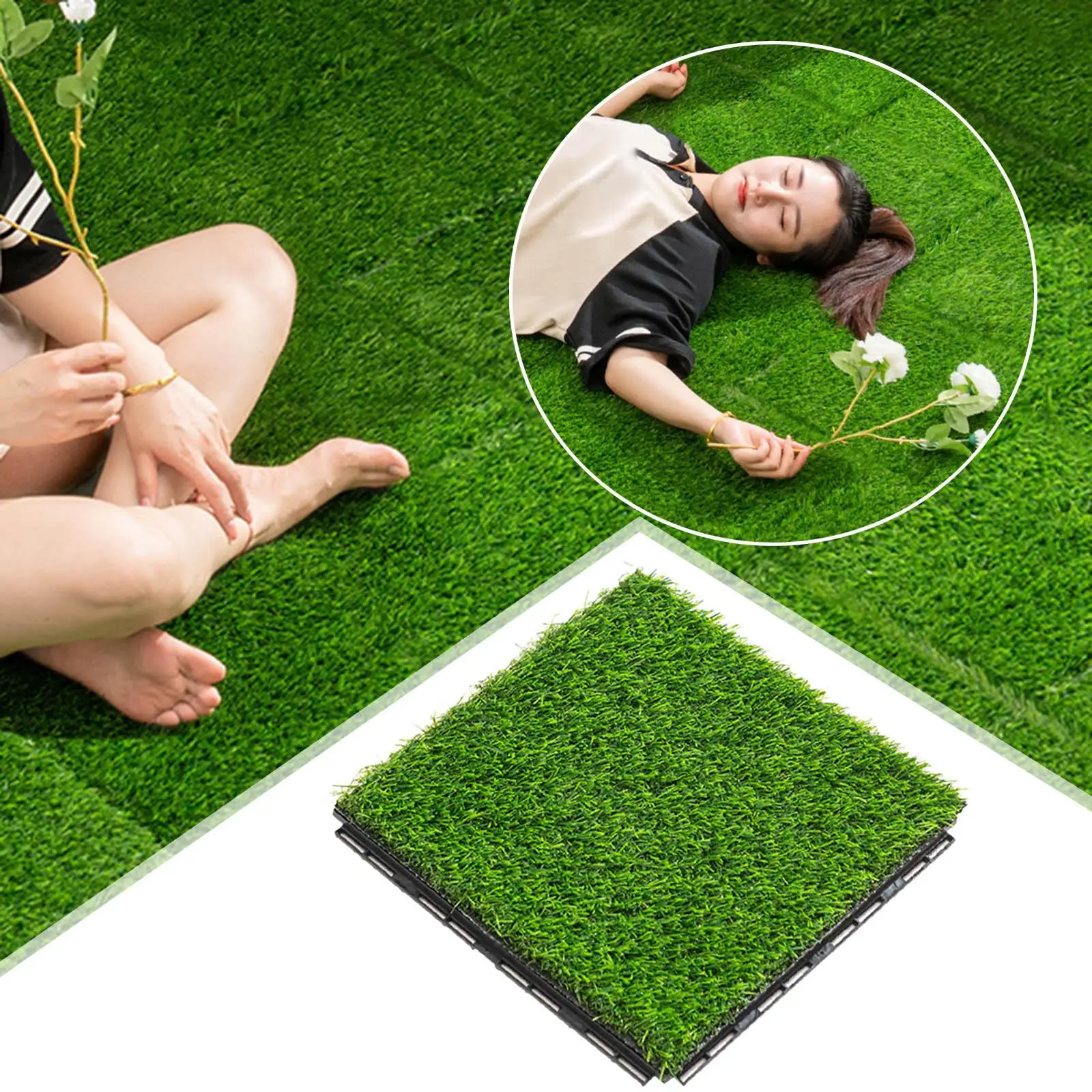 Simulation Artificial Grass Grass Carpet Grass Rug Square Draining Floor Mat for Flooring Garden Ornaments