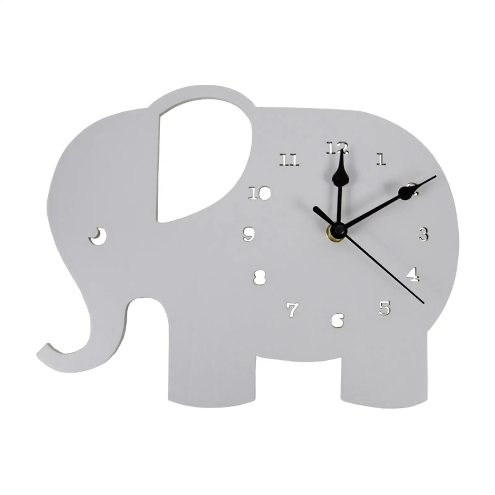 Unfinished Elephant Wall Clock Ornament Hanging Wooden Clocks for Office Dining Room