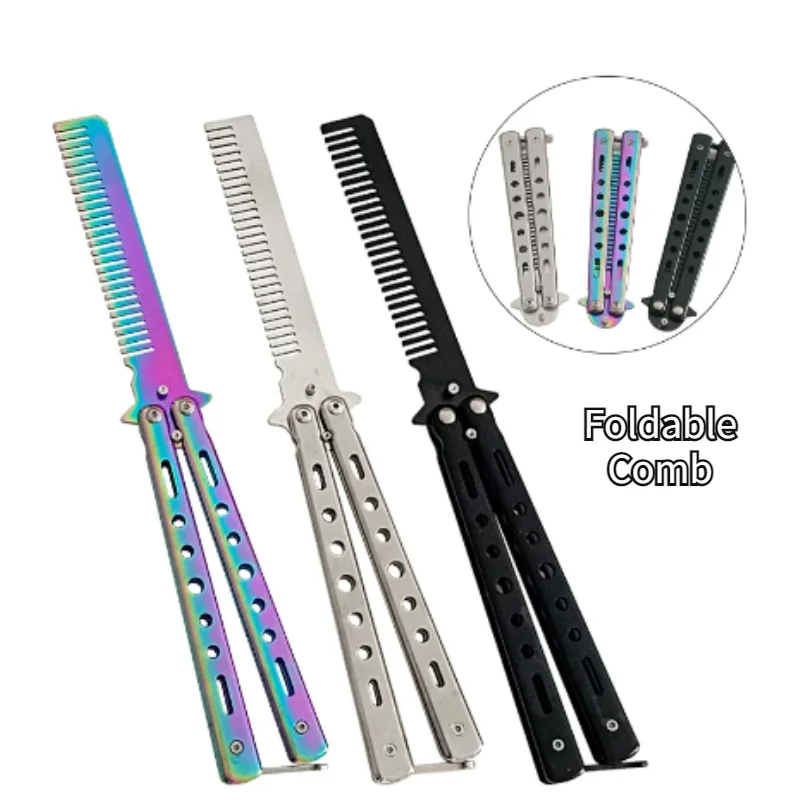 Best of Foldable Hair Comb Stainless Steel Practice Training Butterfly Comb Beard Moustache Brush Salon Hairdressing Styling Tool Reviews & Tips