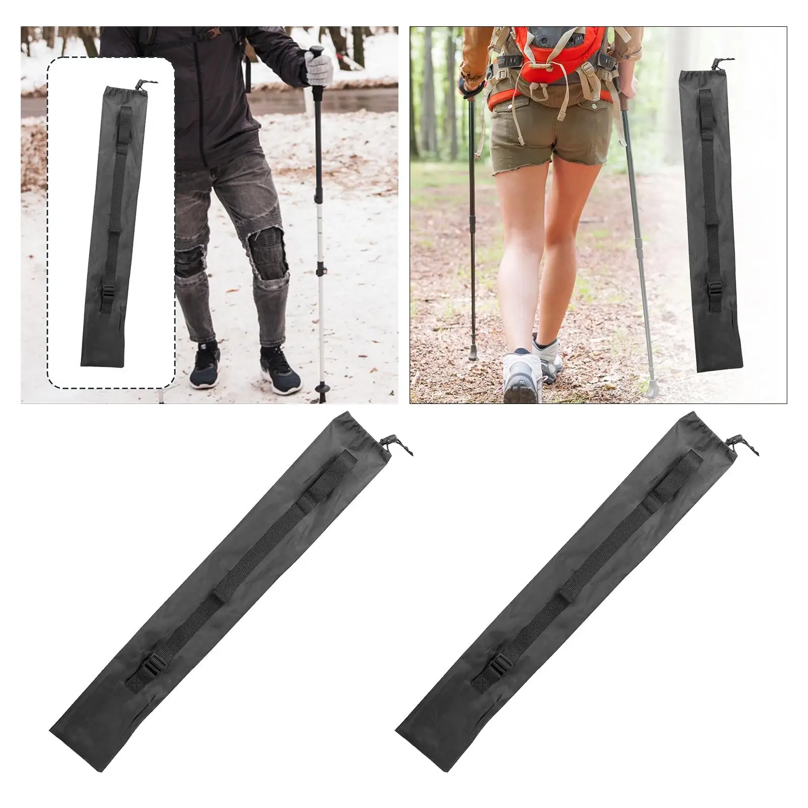 Portable Carrying Bag Storage Bag Pouch for Walking Sticks Trekking Hiking Poles, Black Color