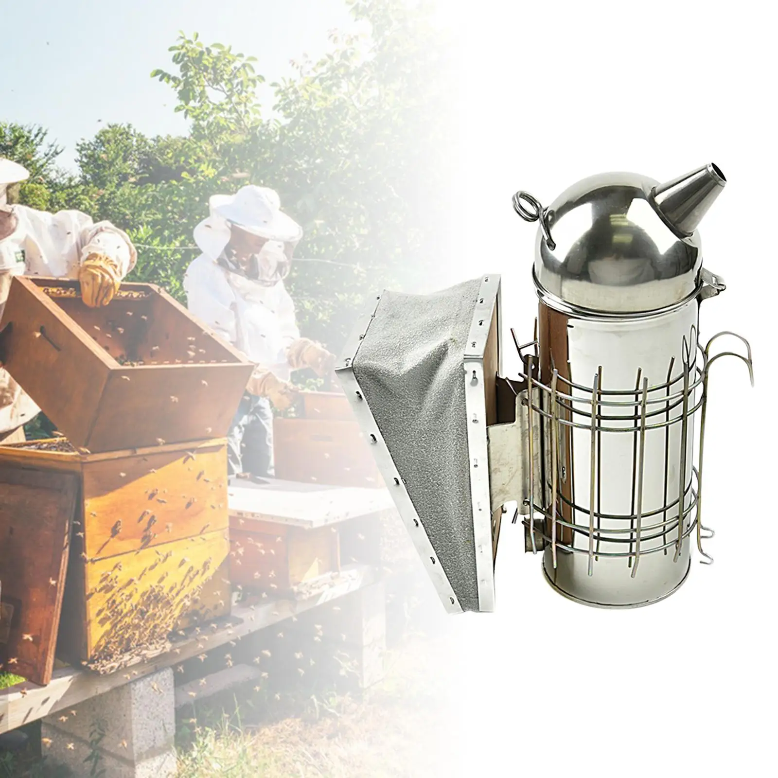 Beekeeping Smoker with Heat Guard Protection Sprayer Beekeeping Equipment Fogging Machine Stainless Steel Smoker for Beekeeping