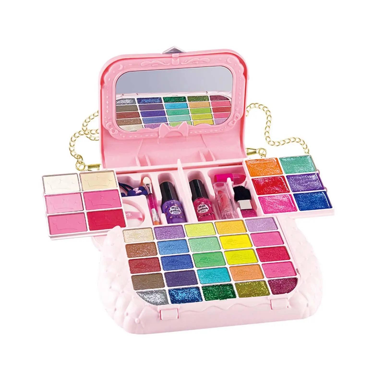 Makeup Toy Kits Role Playing with Cosmetic Case Washable Makeup Girls Toys for Age 3 4 5+ Toddlers Girls Present Gift Halloween