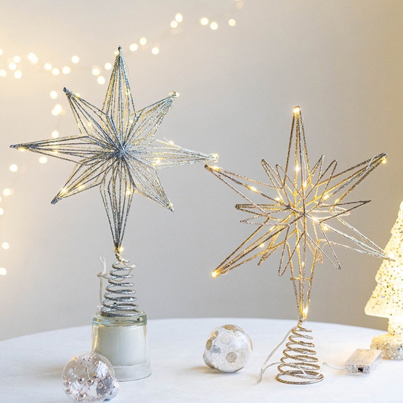Description Picture 2 of itemChristmas Tree Toppers Star with LED String Lights Ornaments for Christmas Home Party Decoration Festival Party New Year