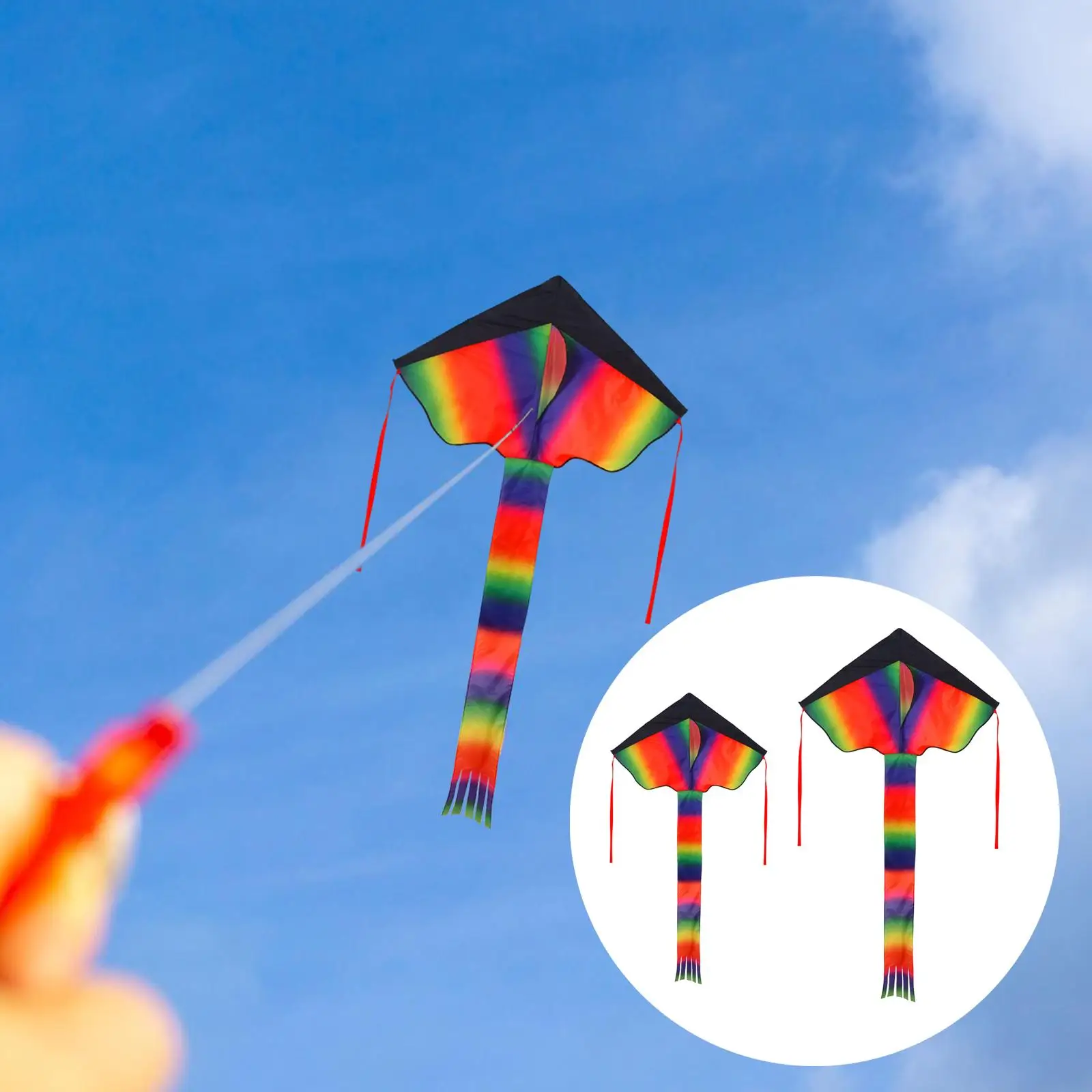 Giant Delta Kites Fly Kite Rainbow Huge 1 Width Triangle Kite with Tail Long Tail for Outdoor Toy Teenagers Beginner Kids Adults