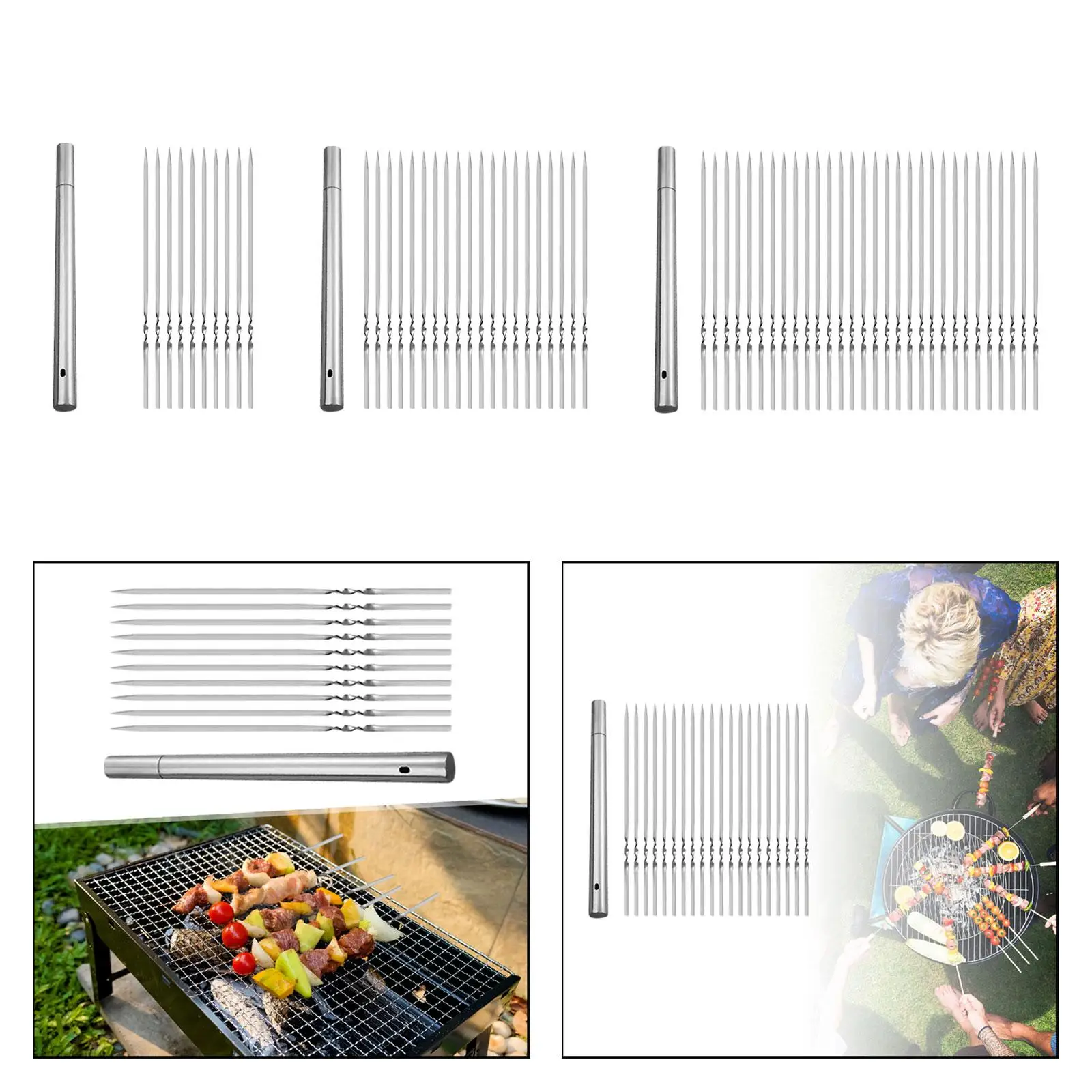 Barbecue Skewers Stainless Steel Grilling BBQ Needle Stick Grilling Skewers