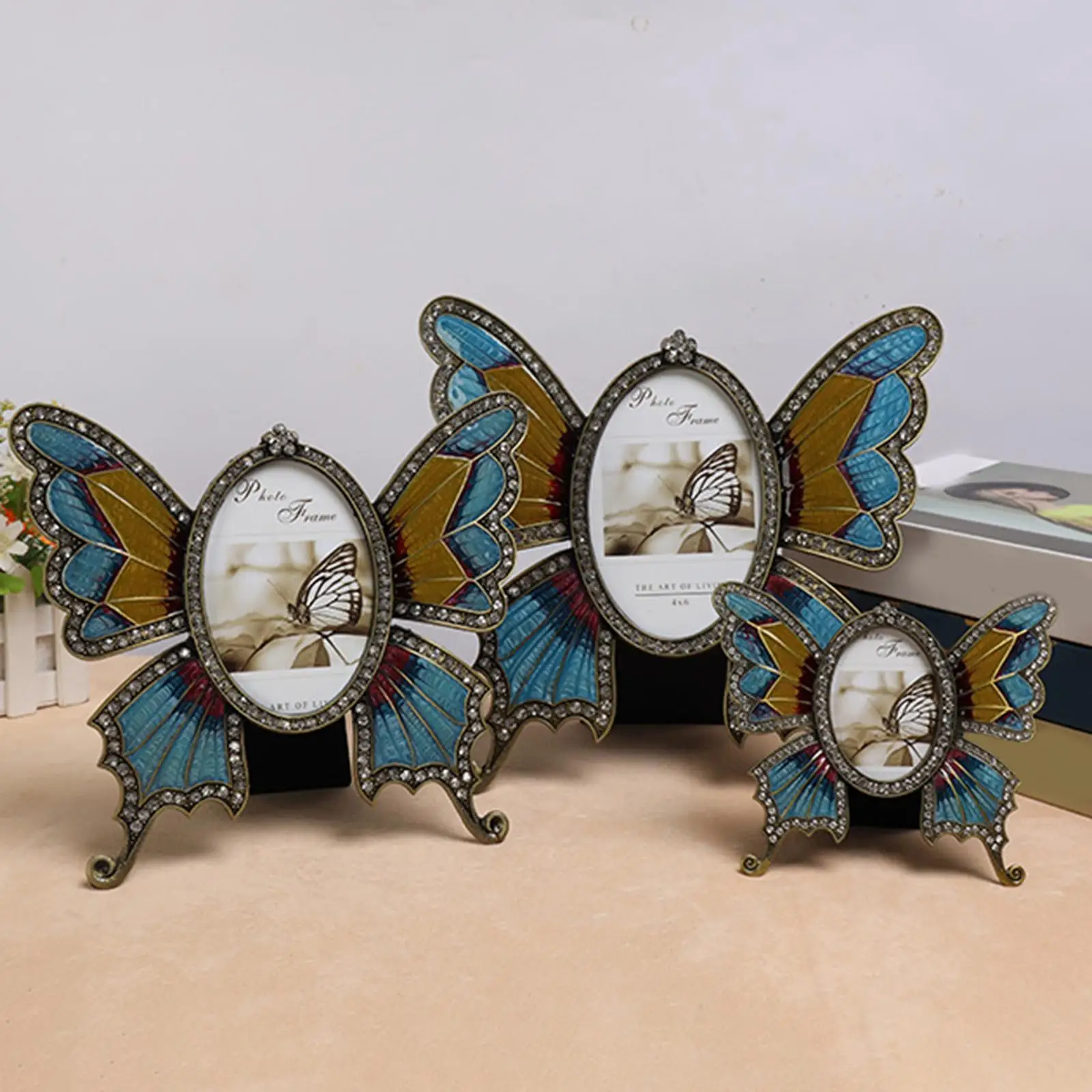 Vintage Photo Frame, Butterfly Desktop Picture Holder, for Party Bedroom Living Room Tabletop Decoration