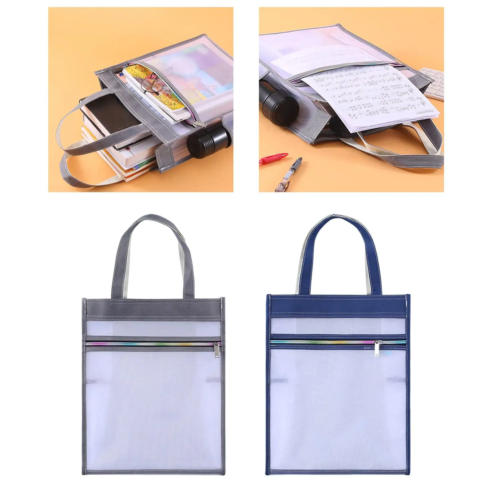 Mesh Folder Tote Foldable Stationery Multi Use Documents Case Grocery  