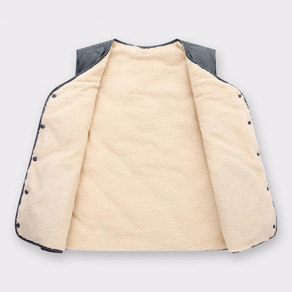 Description Picture 6 of itemFleece Lining Sleeveless Waistcoat Velvet Soft Men Vest Jacket Mid-aged Men's Winter Vest Jacket with Fleece Lining for Warmth