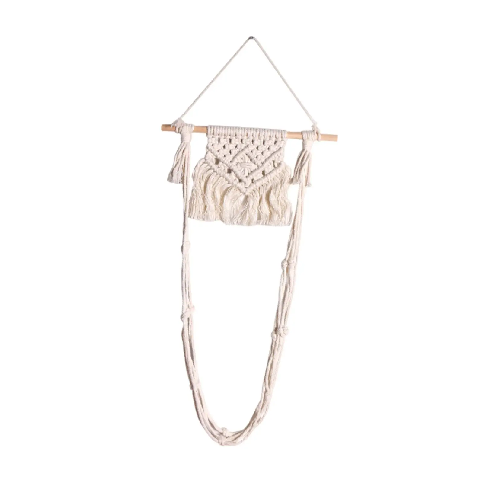 Paper Roll Holder Wooden Macrame Wall Mounted Toilet Paper Holder for Farmhouse