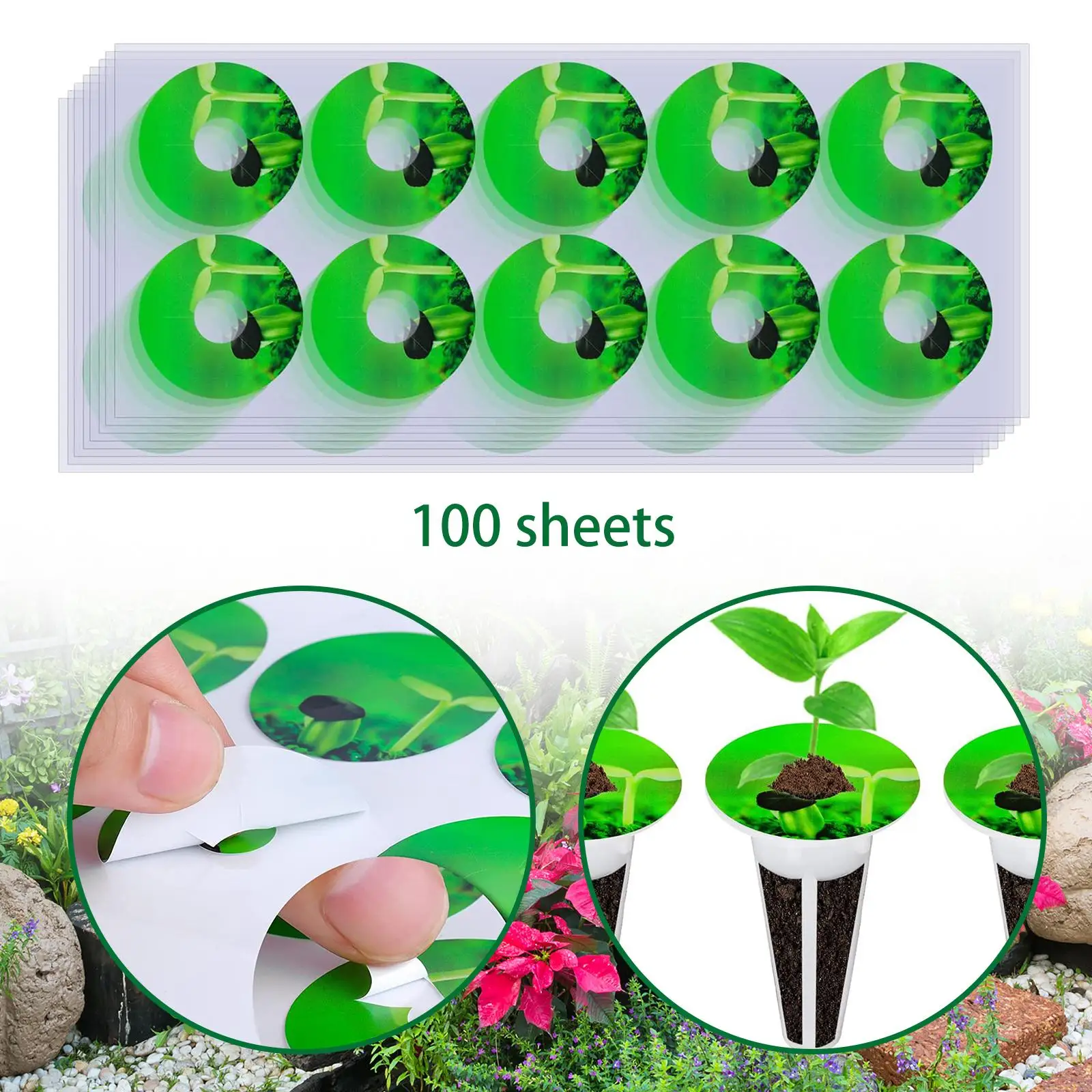 100x Hydroponic Seed Pot Labels,Round Peel and Stick Seed Pot Labels for Mark