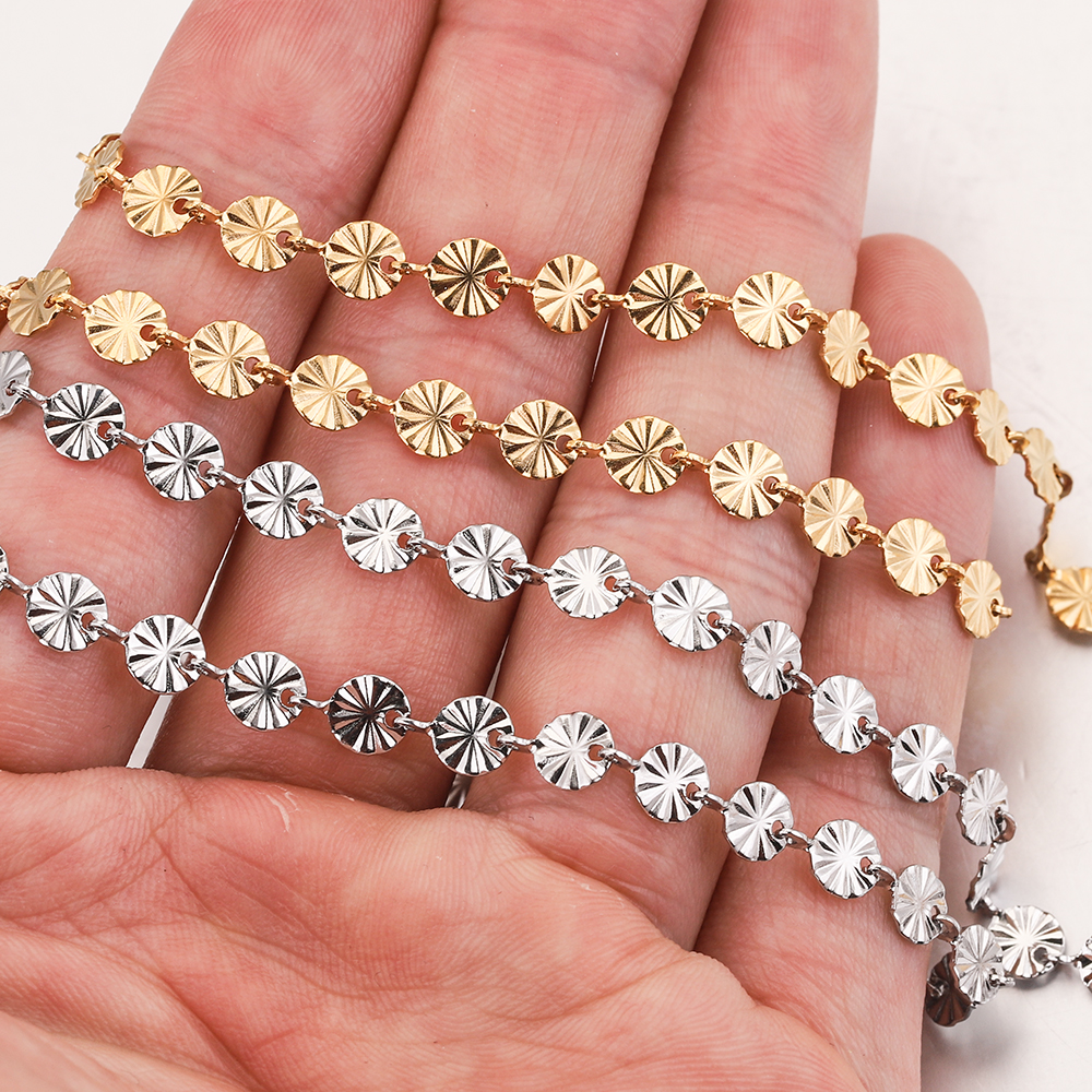 1M 4/5mm Runde Scheibe Sonnenblume Edelstahlketten Vergoldete Kette für Fußkettchen Halskette Armband DIY Schmuckherstellung Zubehör – Detail 8