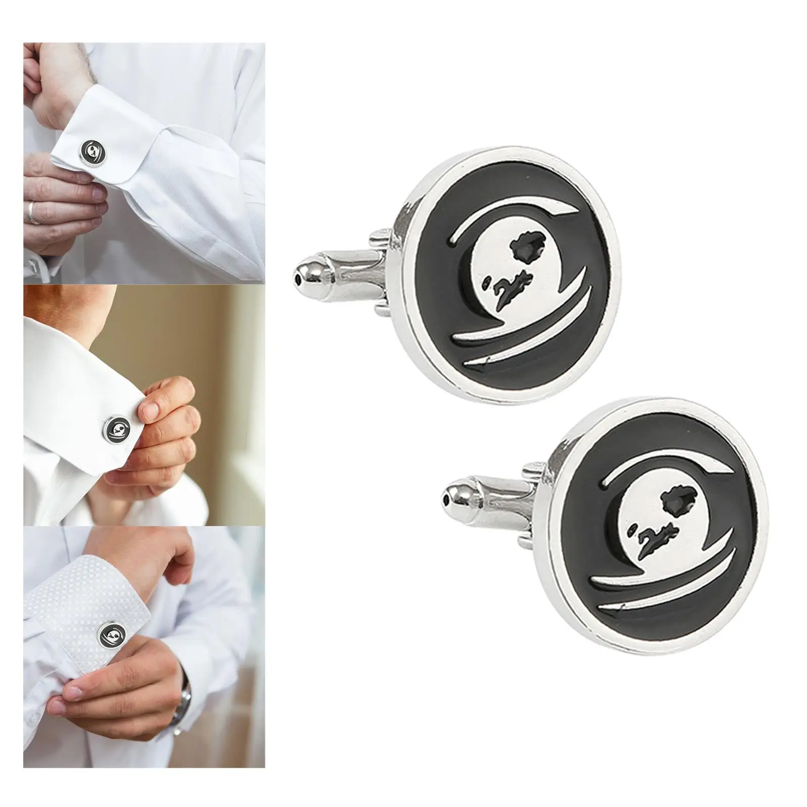 1 Pair Round Men Cufflinks Jewelry Formal Stylish Cuff Links for Shirt Accessories Tuxedo Wedding Husband Groomsmen/