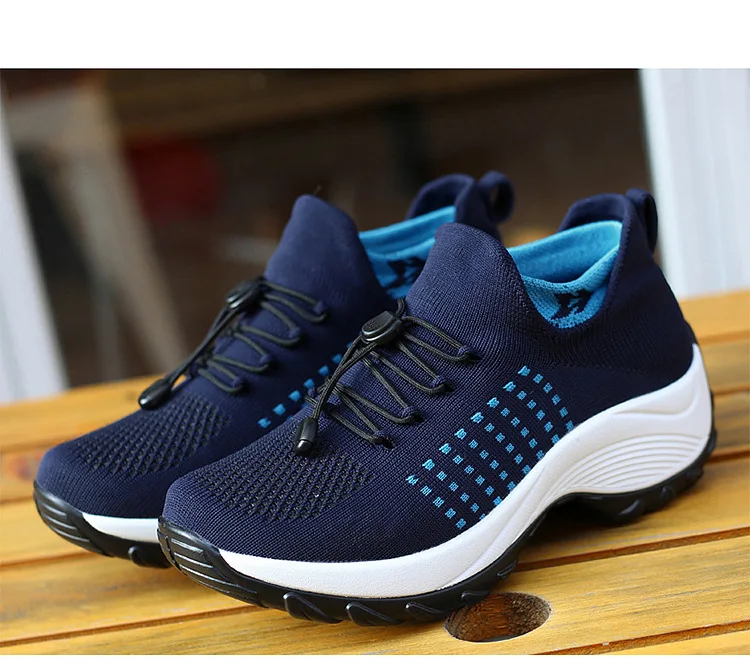 Casual Women Walking Flat Slip On Platform Sock Sneakers Shoes Plus Size 35-45 Zapatillas Mujer44_desvips.com