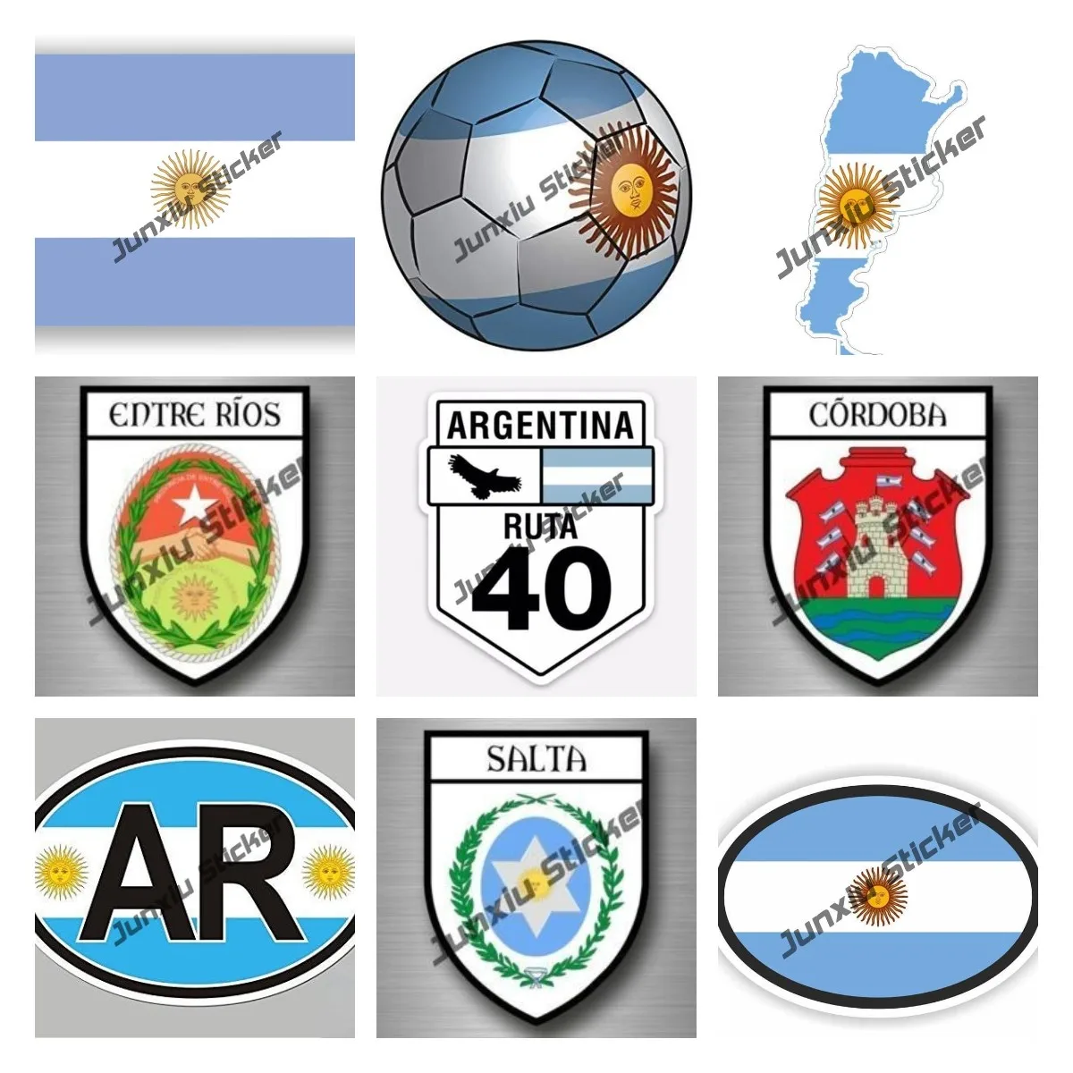 ARGENTINA  LONG COUNTRY FLAG  METALLIC BUMPER STICKER DECAL ..11.75 X 3 INCH 