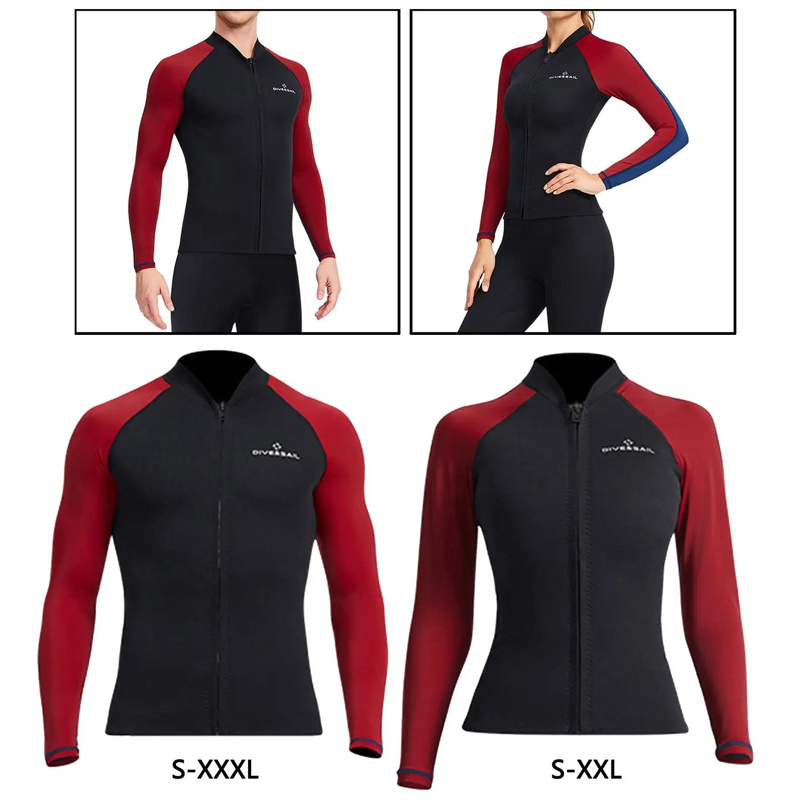 Men Women 1.5mm Neoprene Wetsuit Long Sleeve Top Jacket Keep Warm Diving Swimming Surf Scuba Wet Suits Swimsuit Water Sports