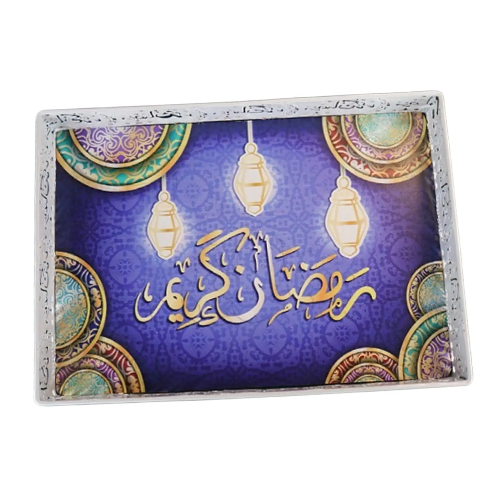 Eid Decorative Plates Colorful Print Dessert Cake Plates for Islam Muslim