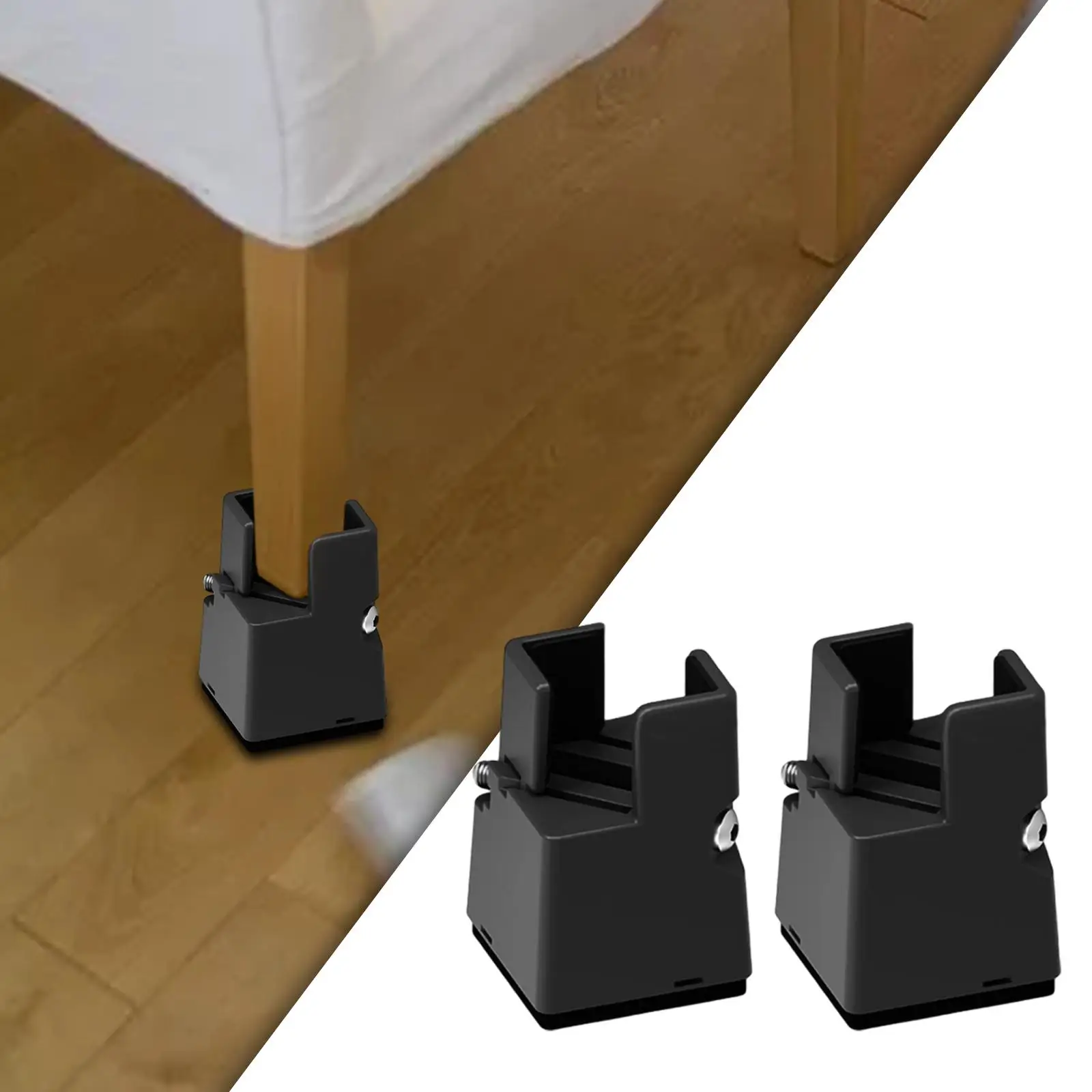Adjustable Bed Furniture Risers with Screw Clamp Fit Thickness Furniture Frame from 22-42mm  Heights 2 inch Durable