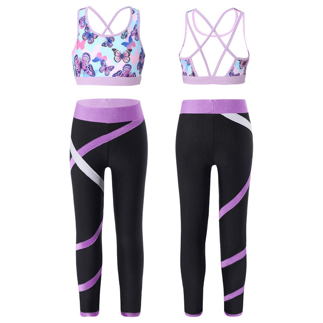 Children Yoga Sport Sets Girls Sleeveless Crop Top+High Waist Leggings  Tracksuits Girls Fitness Gym Activewear Spotrs Clothes - AliExpress