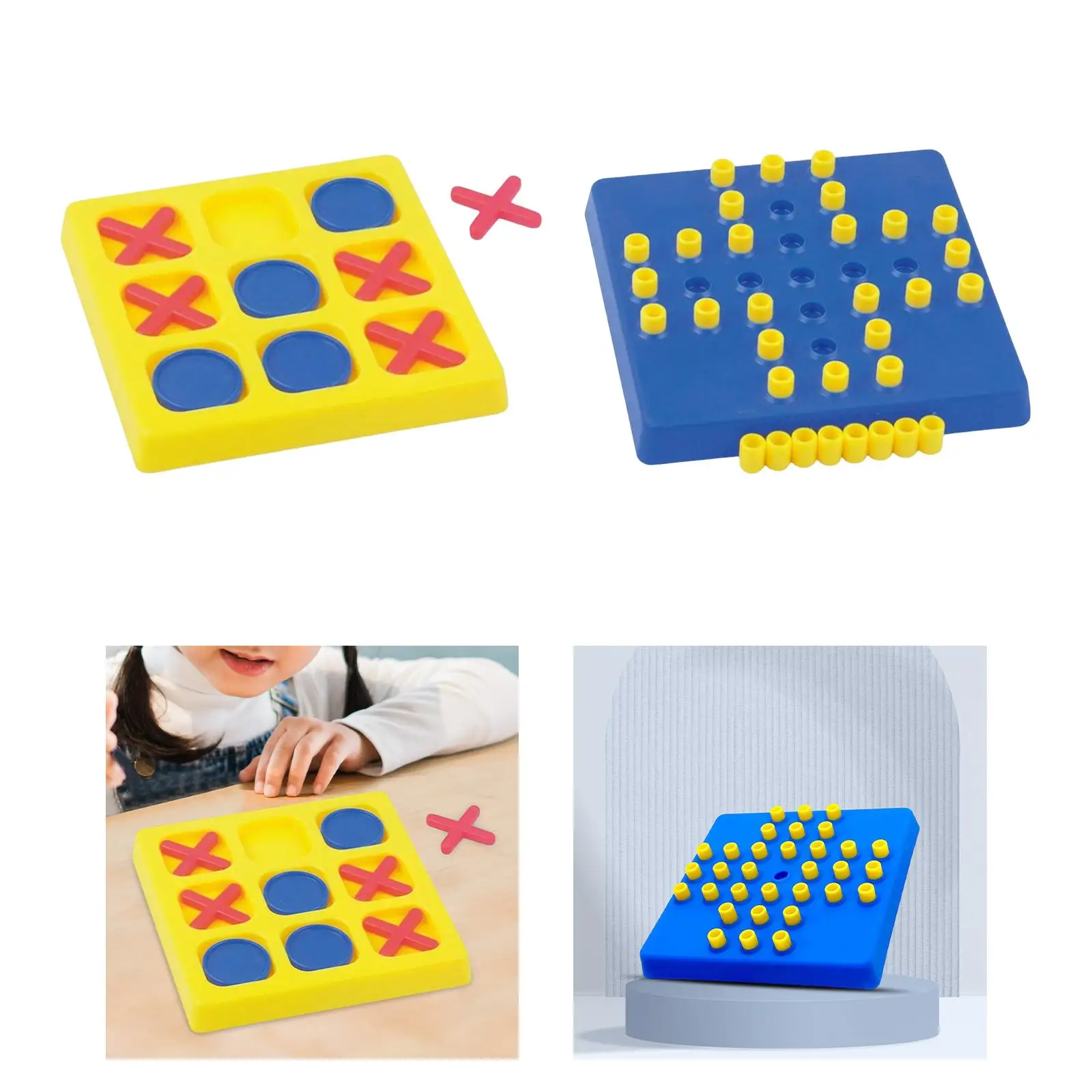 Tic TAC Toe Game Noughts and Crosses Double Battle Practical Brain Teaser Jump Marbles Marble Solitaire Board Game for Party