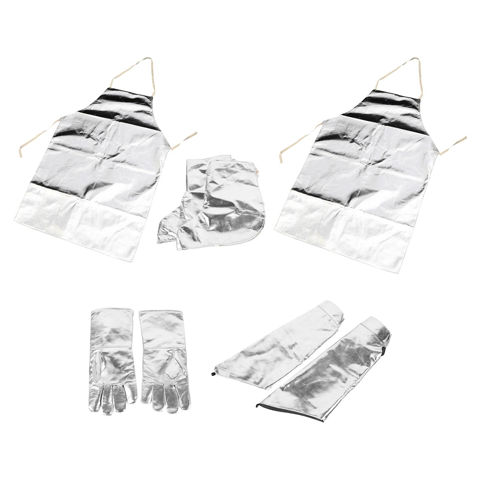 2pcs Aluminum Foil Aprons Heat Resistant Gloves Sleeves 1 Pair Lightweight Work