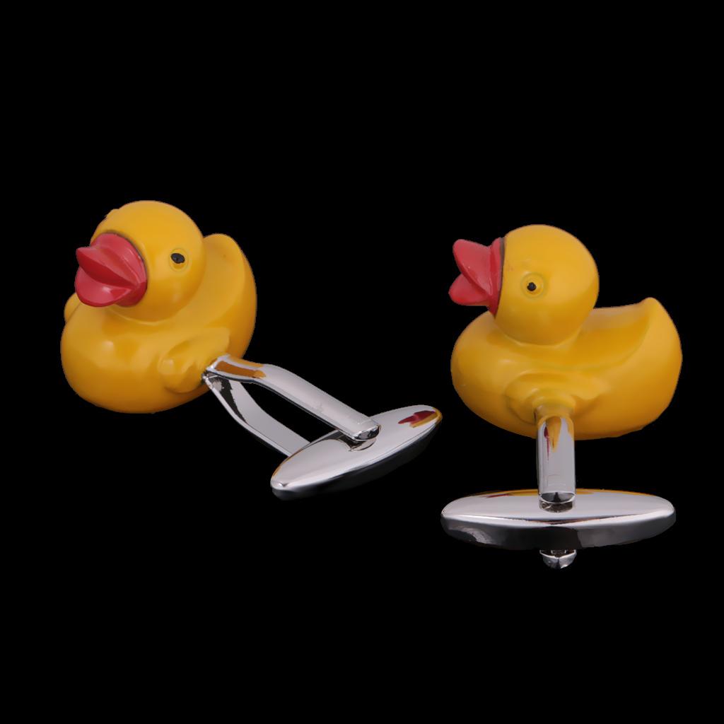 Cute Yellow Duck Cufflinks Animal Cuff Buttons Kids Jewelry Shirt Ornaments