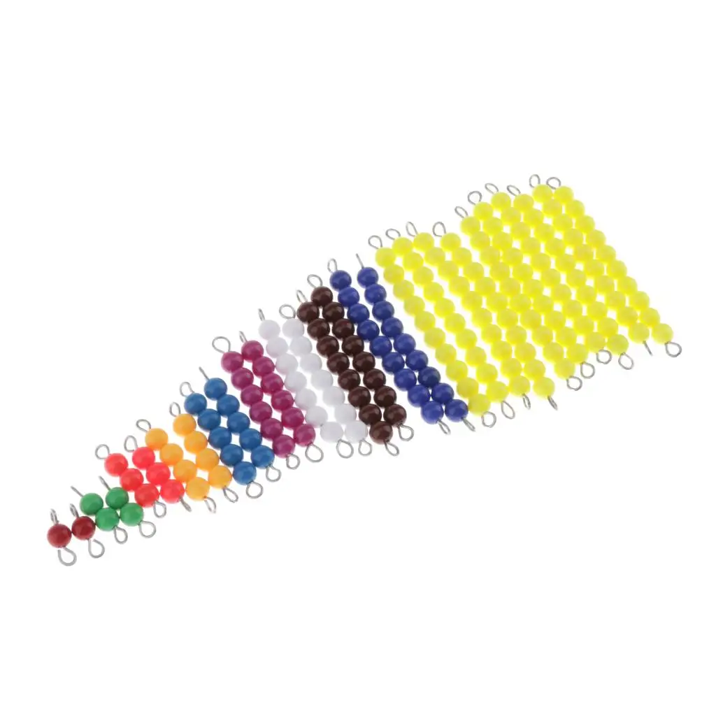 Montessori Math Materials 2 Sets of Colored Stair Beads 1 9 & 10pcs