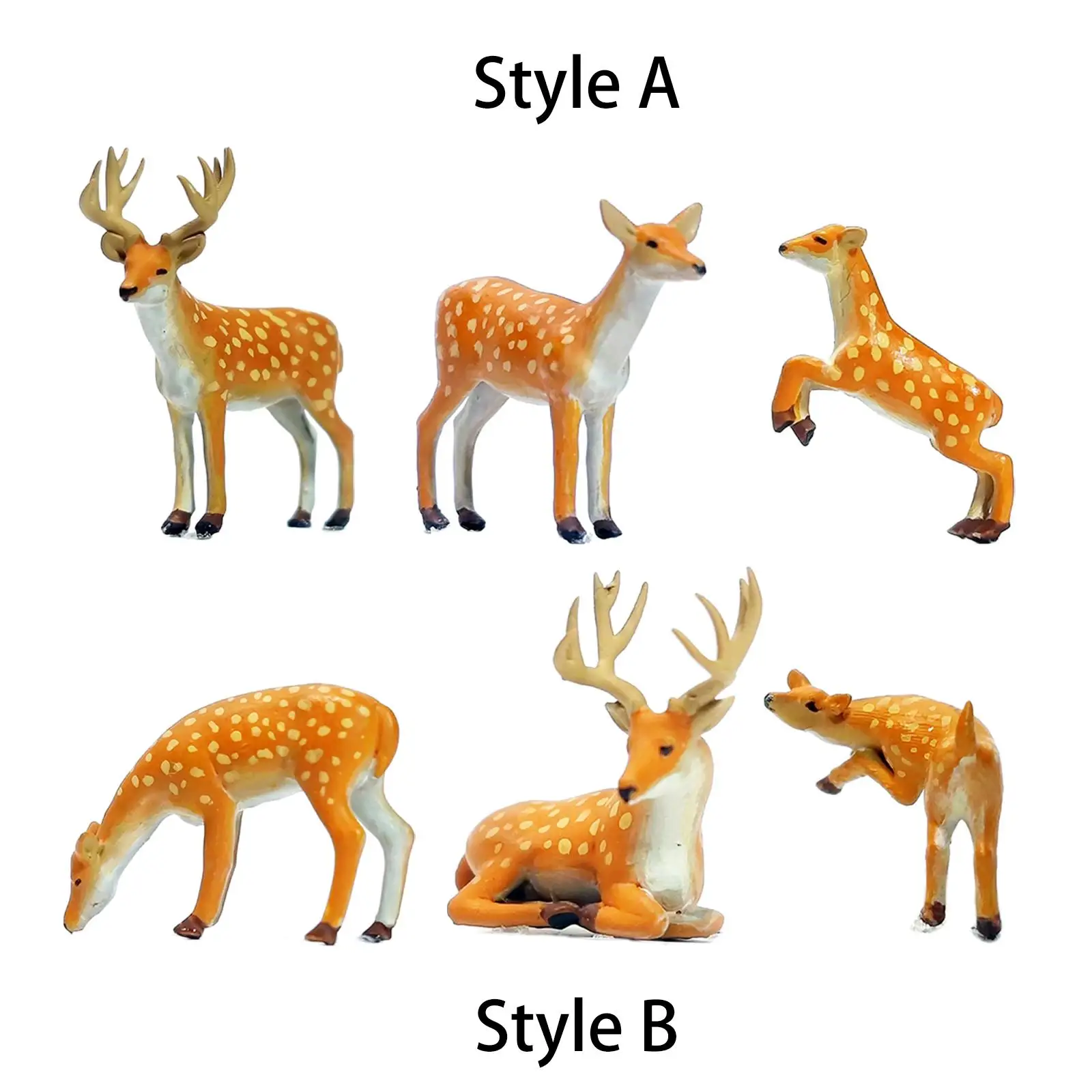 3x 1/64 Deer Figures Woodland Animal Deer Model Resin Statue Forest Animals Figures for Crafts DIY Scene Ornament Projects Decor