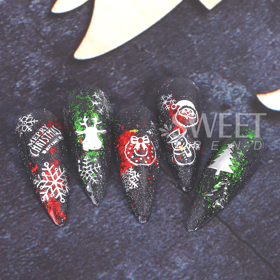 Best of 3D Gold Silver Christmas Nail Sticker Winter New Year Snowman Snowflake Decal Holographic Santa Tree Slider For Manicure Decor Reviews & Tips - Image 6