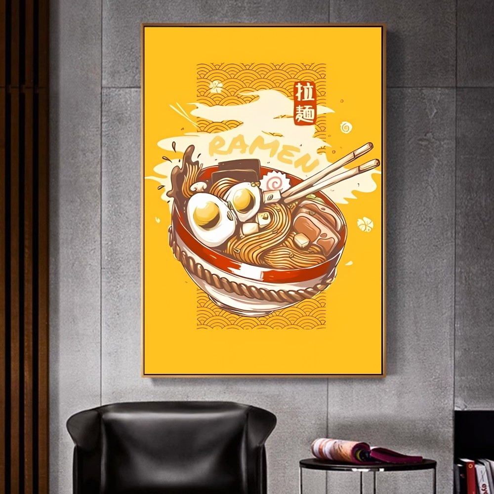 Japanese Ramen Painting Animal Cat Cartoon Classic Movie Posters Fancy Wall Sticker for Room Bar Decoration Room Wall Decor