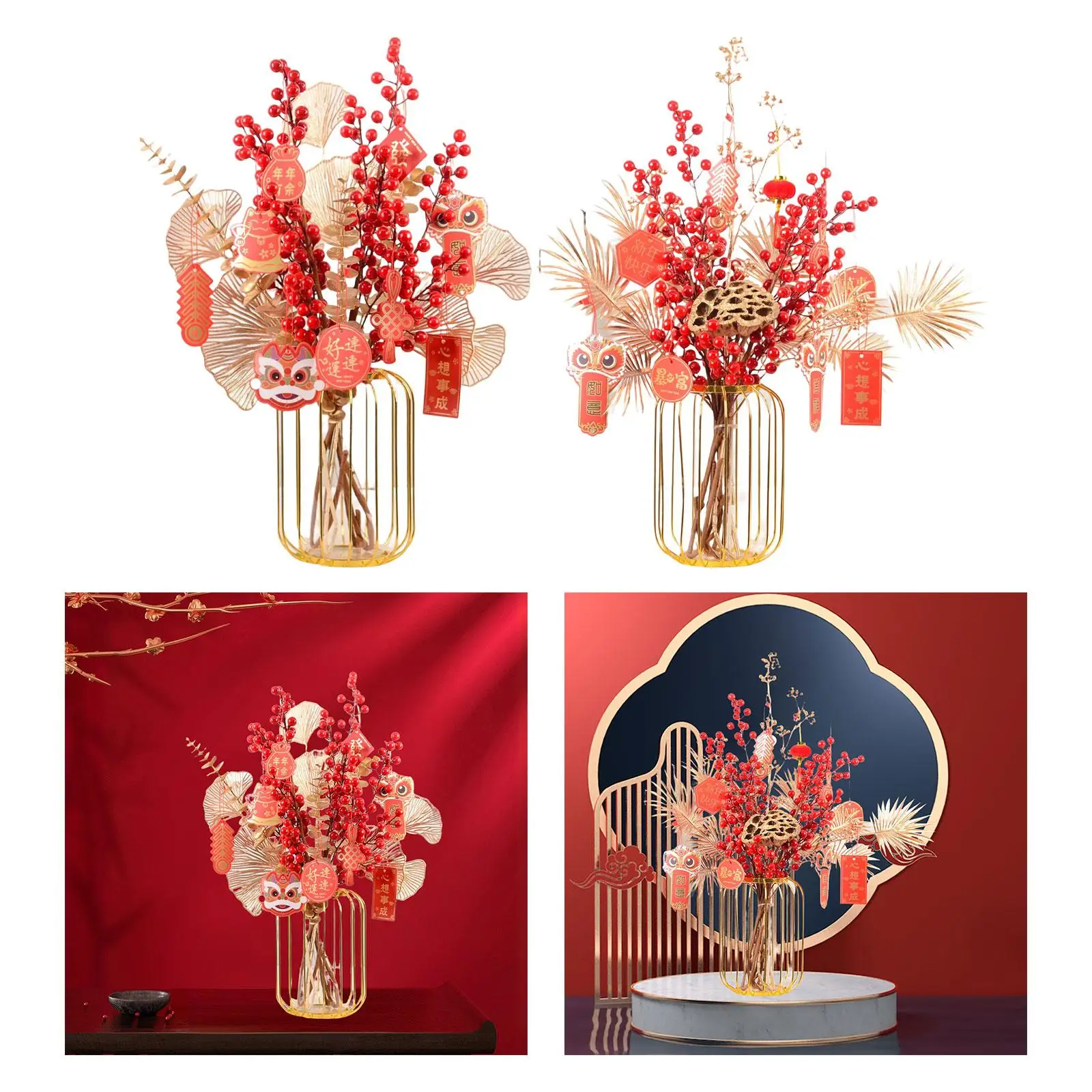 Chinese Style Flower Basket Ornament Table Centerpiece for Store Decoration