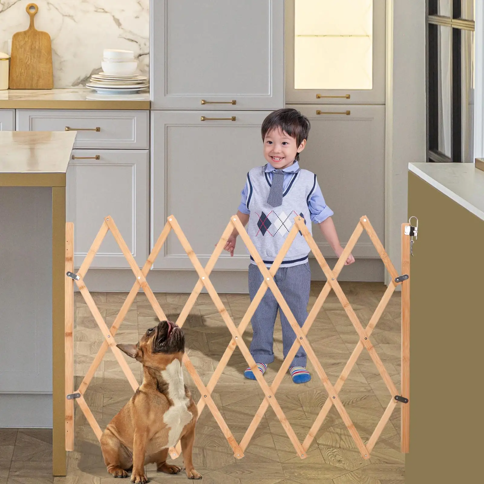 Dog Puppy Folding Fence Folding Room Divider Expandable Accordion Dog Gate for Stairways Outdoor Patio Indoor Small Medium Pet