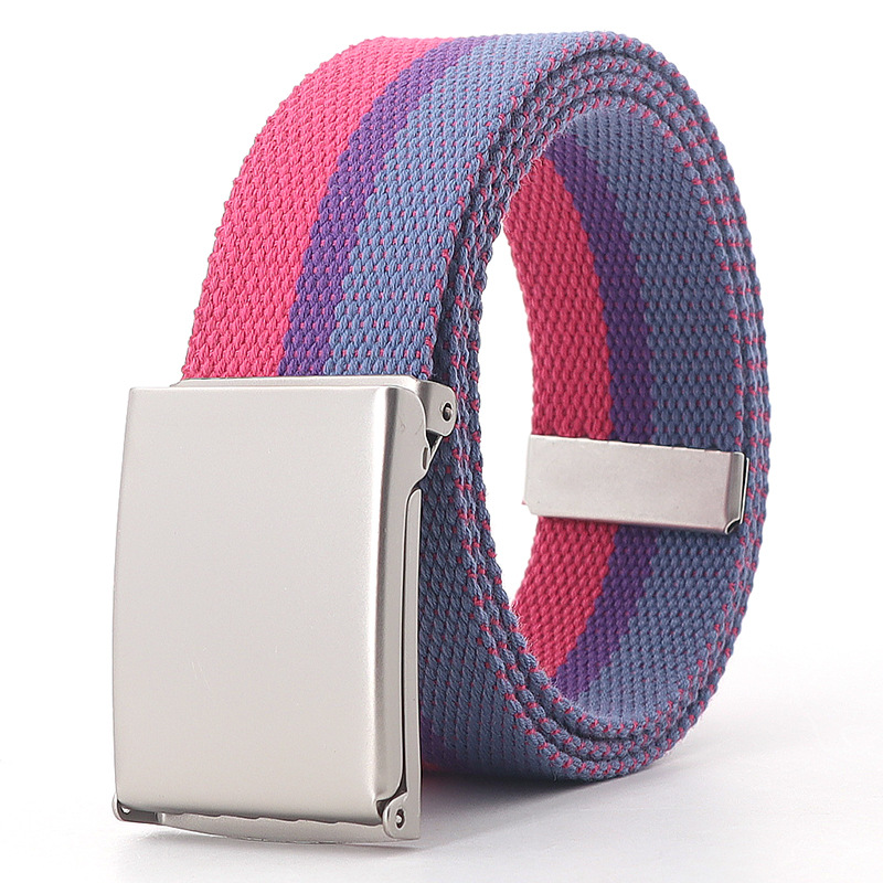 3.8X120cm Simple Design Stripe Rainbow Style Male and Female Students Youth Casual Canvas Jeans Women Belt Clothing Accessories