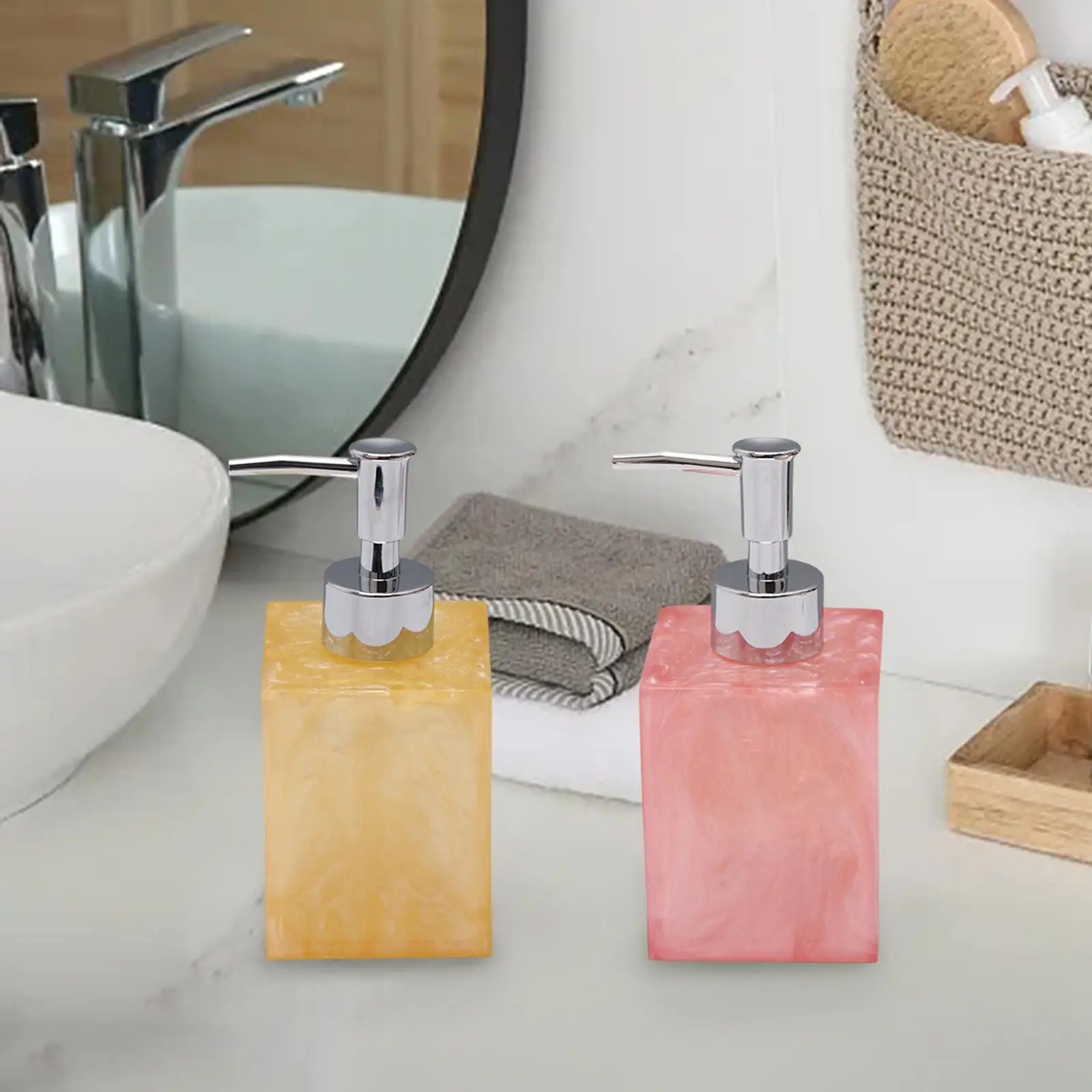 Empty Manual Soap Dispenser Pump Bottle Container Countertop Bathroom Kitchen 250ml for Makeup Liquid Bath Cream Shower Shampoo