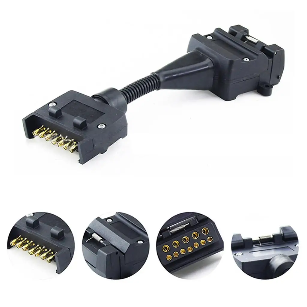 Flat Trailer Wire Wiring Connector Plug Socket 7 Pin to 12 Hole Adapter Fit for Car Trailer Yacht Easy to Install ACC