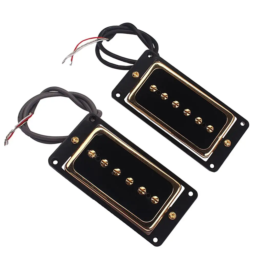 Tooyful Alnico 5 Humbucker Pickup Bridge Neck Set P90 for Electric Guitar Accessory Black