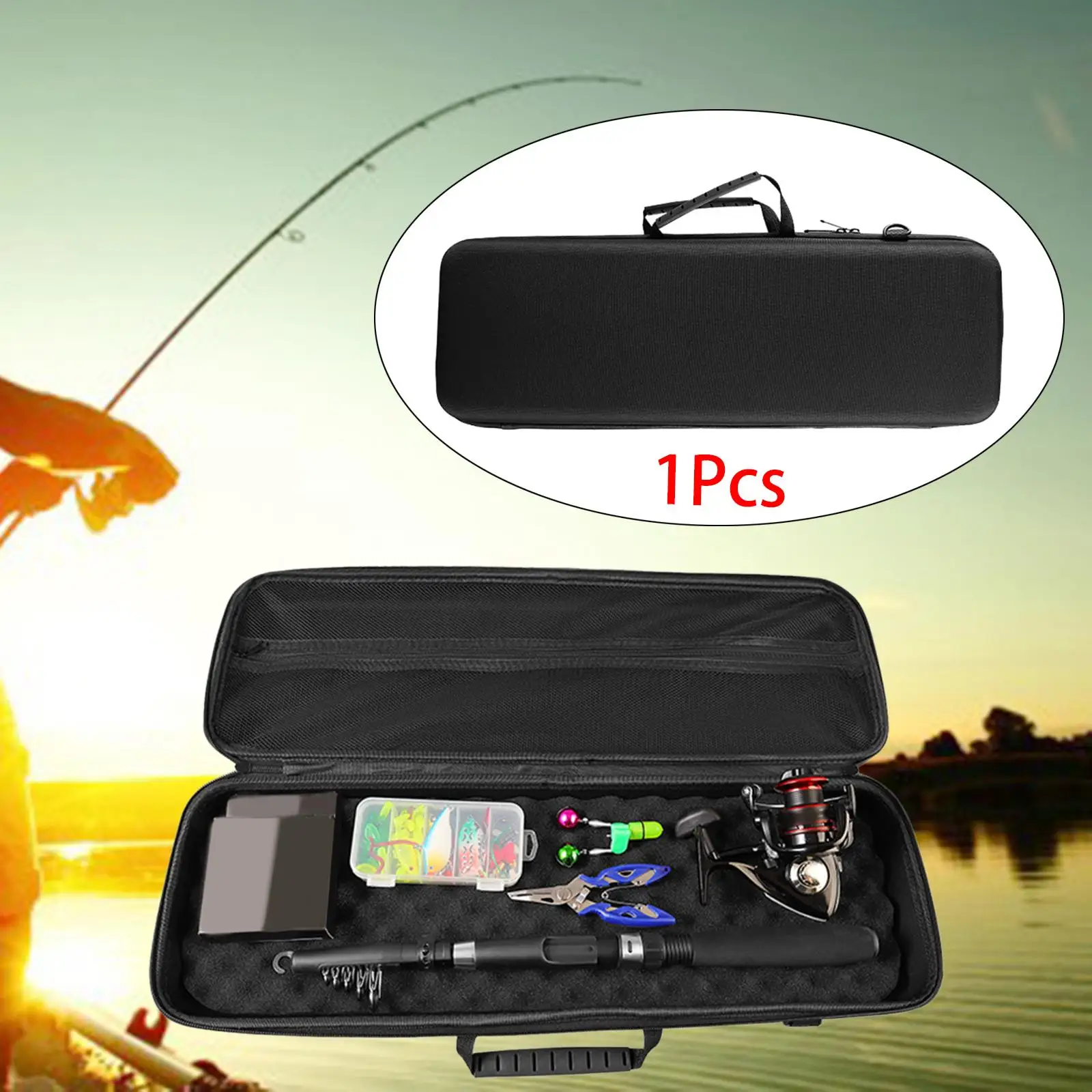 Fishing Rod Reel Bag Accessories Container Outdoor Gear Shockproof Sturdy Wear Resistance with Strap Portable Travel Carry Case