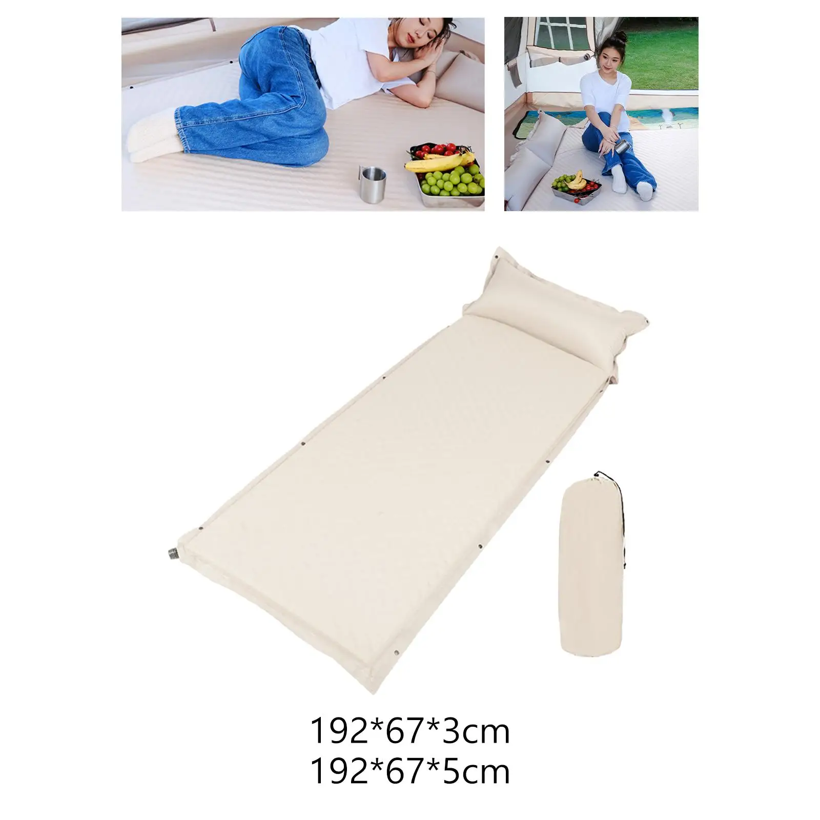 Inflating Mattress Sturdy Camping Mat Portable for Picnic Backpacking Hiking