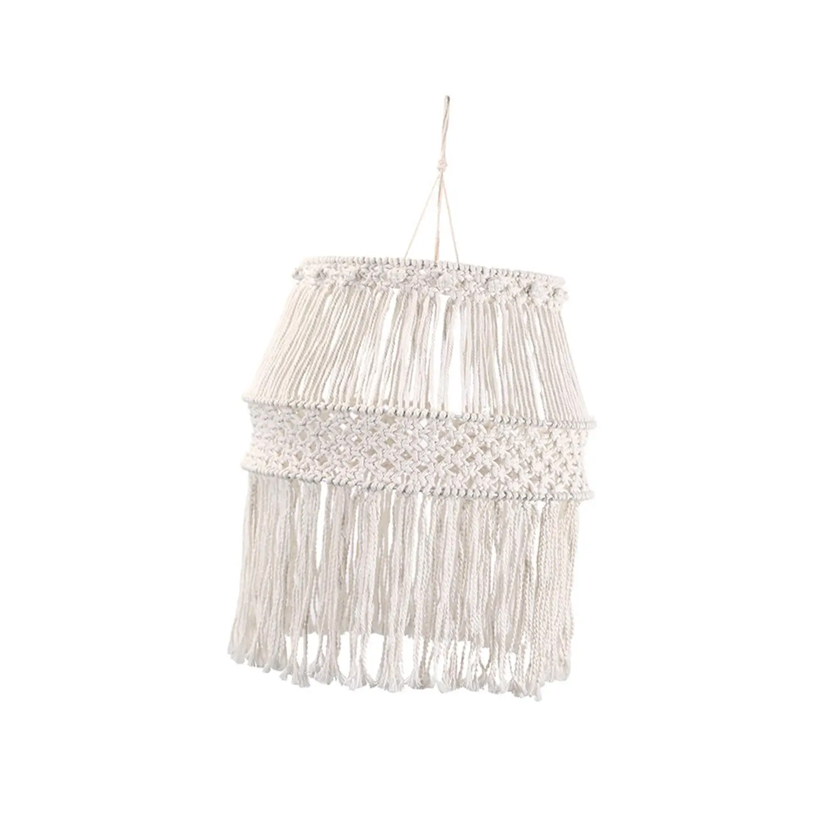 Macrame Lamp Shade Bohemian Style Woven Light Cover Hanging Lampshade Pendant Light Shade Only for Living Room Party Decoration